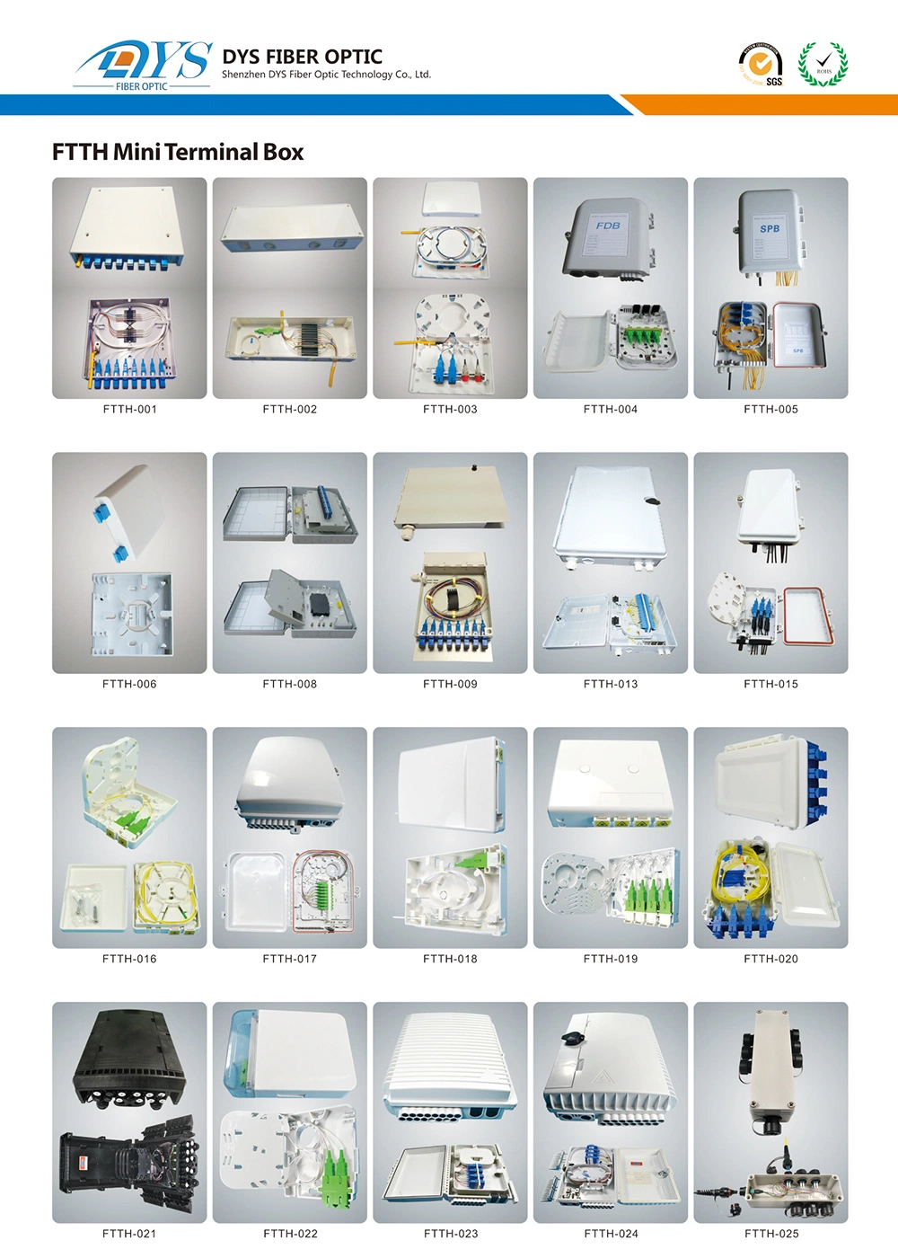 8 16 24 Cores ABS Fdb FTTH Fiber Optic Distribution Terminal Box